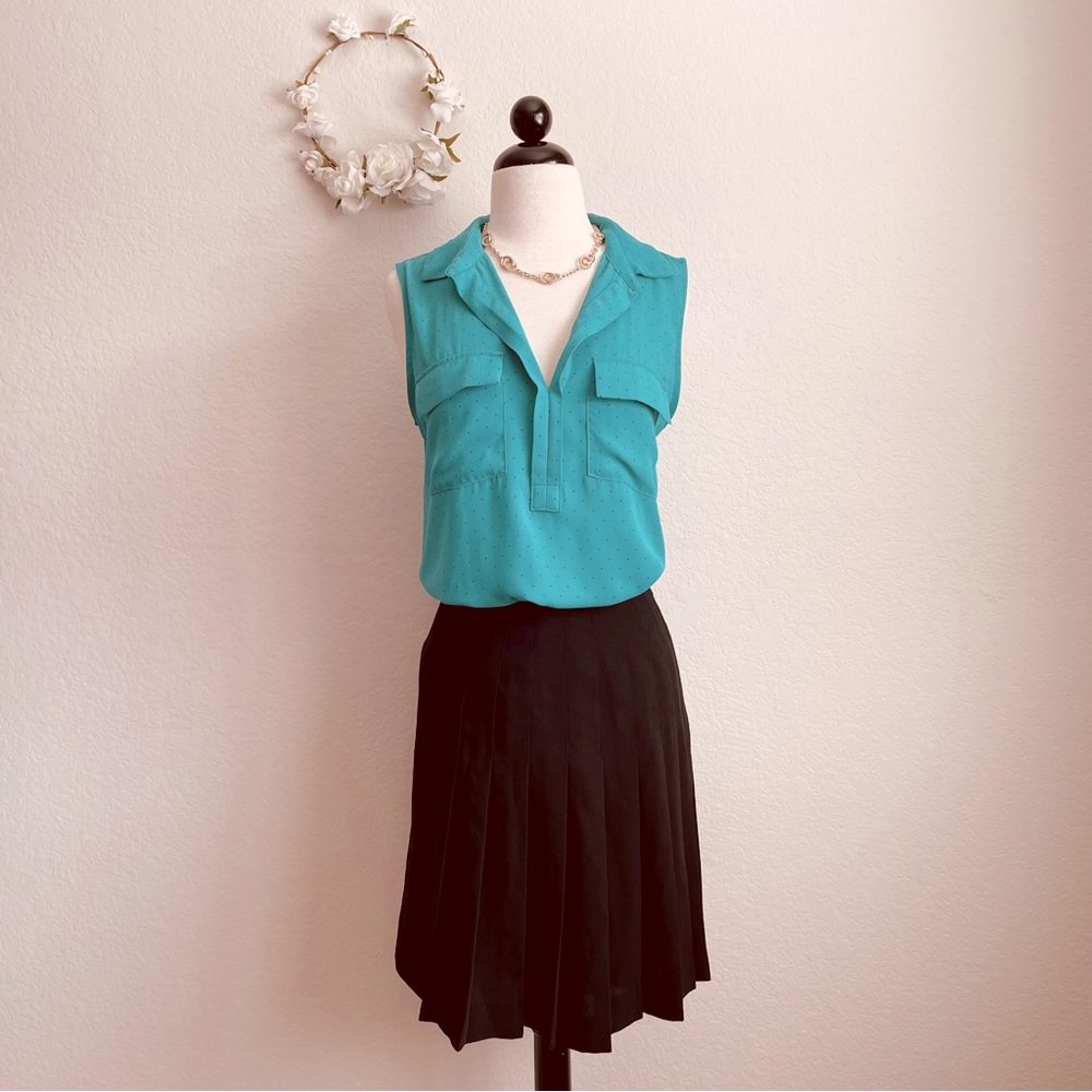 LOFT Green Polka Dot Blouse